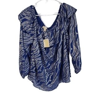 Michael Michael Kors Metallic Chain Link Print Off the Shoulder Top Size 1X